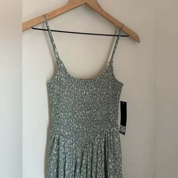 Cottage Prairie Sage Green Basque Bodice Spaghetti Strap Dress Size Small - Picture 2 of 10